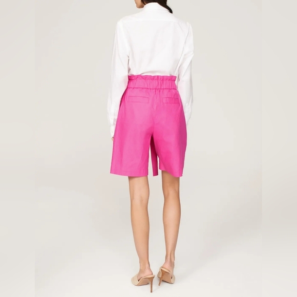 Eudon Choi Bright Pink Linen Blend Pleated Bermuda Shorts w Deep Pockets Size 12 - Picture 8 of 16